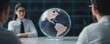 © Jayda_ArtistryHub - Team of executives brainstorming around a table, a holographic globe displaying business strategy projections   global leadership, business vision