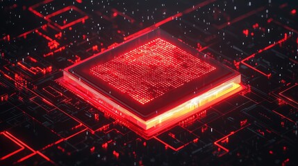 Poster - An orange digital grid background with the word document symbol against it. A 3D render of a network tech wallpaper.