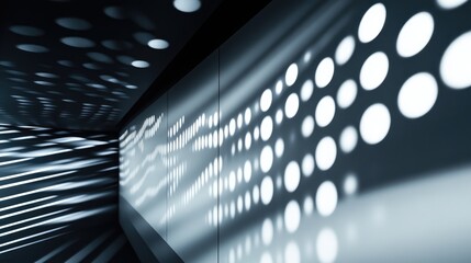 Poster - An abstract light pattern created by multiple spotlights in a modern space. -
