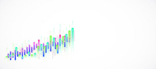 Aufkleber - Colorful bar graph with connected data points on white background. 3D Rendering