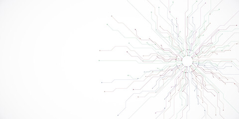Poster - Minimalist circuit board design on white background. 3D Rendering