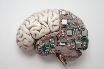 Poster - Brain-computer interface on solid white background, single object