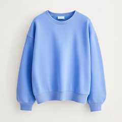 Oversized Blank Blue Crewneck Mockup Isolated On White Background