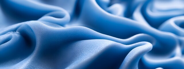 Wall Mural - A close-up of blue foam material, showcasing its soft and voluminous appearance with swirling shapes and curves. The focus is on the texture's unique quality in high resolution.