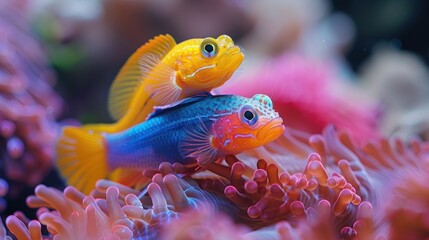 Poster - Colorful Fish Couple in Coral Reef.