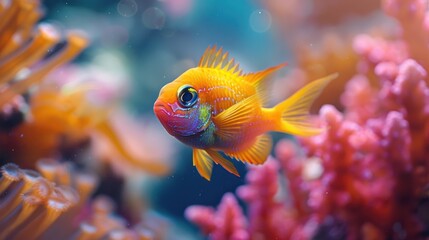 Poster - Colorful Fish Swimming Through Coral Reef.
