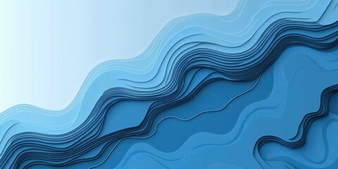 Wall Mural - Abstract blue wave design with layered textures.