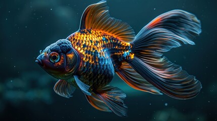 Wall Mural - Goldfish with Vibrant Scales and Fins.