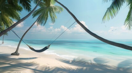 Poster - Tropical Paradise: Hammock on a Pristine Beach