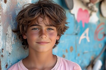 International children's day. Portrait of smiling boy celebrating international children's day