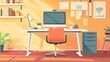 © BanklangArtshop - A vibrant home office with a modern desk, computer, and warm lighting, perfect for productivity and creativity.