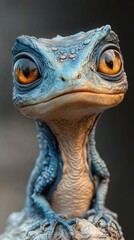 Poster - Close-up Portrait of a Cute Blue Lizard with Big Eyes