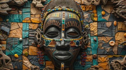 Sticker - African Mask Mosaic