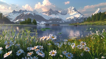 Wall Mural - Mountain Lake Serenity