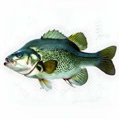 A largemouth bass fish, isolated on a transparent background.