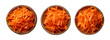 © Arma Design - Shredded carrots in three wooden bowls on a transparent background