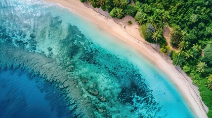 Sticker - Aerial View of a Tropical Beach