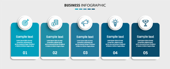 Wall Mural - business infographic template with 5 options or steps. can be used for workflow layout, diagram, ann