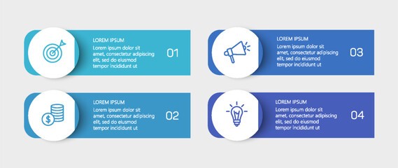 Wall Mural - Business infographic design template with 4 options, steps or processes. Can be used for workflow layout, diagram, annual report, web design