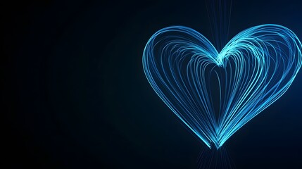 Poster - A glowing blue heart shape made from thin lines against a dark background.