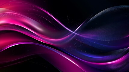 Leinwandbilder - Abstract Wavy Background with Glowing Pink and Blue Lines