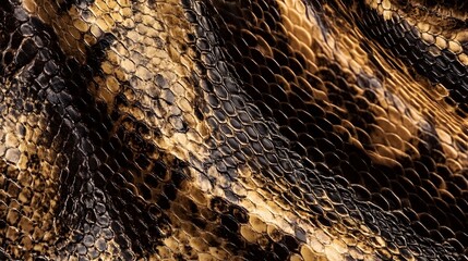 Wall Mural - Close-up shot of a textured snakeskin pattern in shades of brown and black.