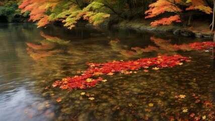 Poster - river with autumn