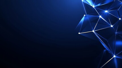 Poster - abstract blue geometric background with glowing lines and points, perfect for modern designs, techno
