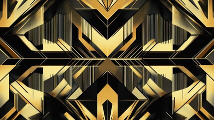 Abstract Geometric Pattern in Black and Gold