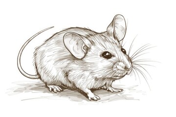 Poster - A close-up image of a small mouse sitting on a clean white surface