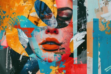 Poster - A colorful collage featuring a woman's face with multiple hues