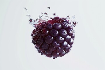 Poster - A ripe raspberry falls into the calm water, creating ripples