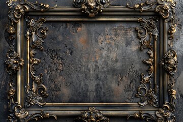 Poster - A picture frame on a wall with a classic design and ornate details