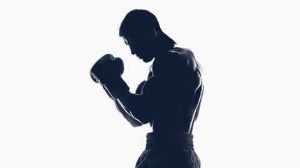 Wall Mural - A person preparing for a fight, standing in a defensive posture