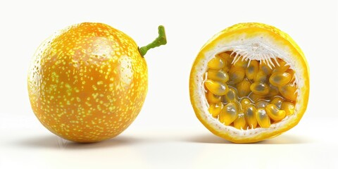 Poster - A fresh fruit cut in half for display or consumption