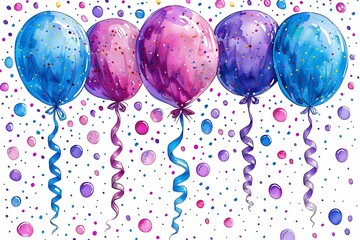 Colorful party clip art featuring balloons streamers confetti party hats in bold festive colors perfect for event invitations birthday cards or celebration designs