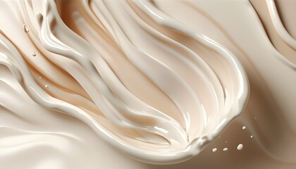 Wall Mural - Smooth cream texture with wavy slashes on soft beige pastel backdrop