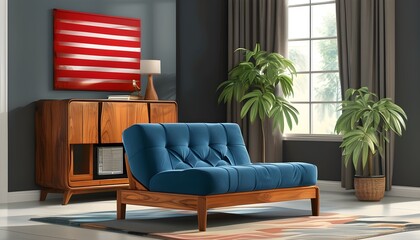 Wall Mural - Stylized logo design for USA-made furniture emphasizing craftsmanship and quality