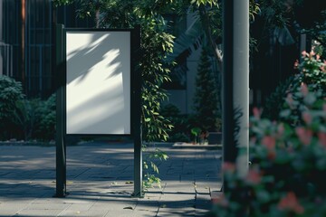 Aufkleber - A white blank sign sitting on the side of a road, often used to guide or warn drivers