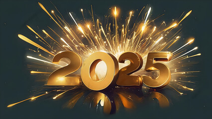 Happy new year 2025 new year wish, Happy new year 2025 colorful cinematic 3d render text design. Happy new year poster design. 2025 text design with cool cinematic style