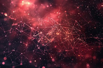Poster - A bright red background featuring numerous tiny dots and lines, great for highlighting or emphasizing concepts in presentations, reports, and designs