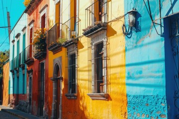 Poster - Colorful urban architecture on a city street