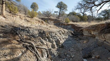 Poster - Eroded Canyon with Exposed Roots