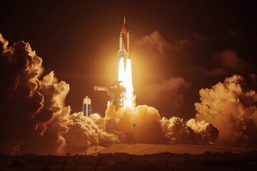 Aufkleber - A space shuttle lifting off into the sky