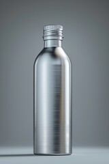 Wall Mural - A single metal bottle with a metal cap sitting on a table