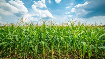 Wall Mural - Cornfield Under a Blue Sky