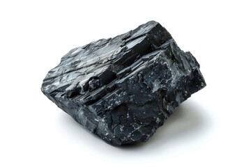 Poster - A black rock sits atop a white surface, perfect for use in abstract or minimalist compositions