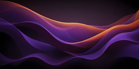 Abstract purple and orange wavy shapes against a dark background.