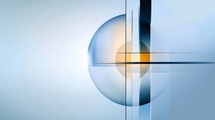 Poster - Modern abstract background featuring a blue circle with intersecting lines, symbolizing technology, innovation, connectivity, progress and balance.