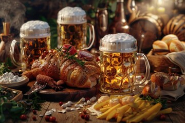 Canvas Print - A table filled with various foods and drinks